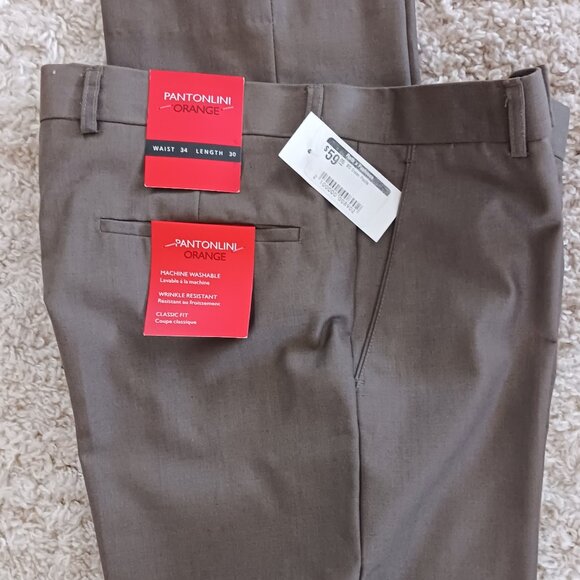 Pantonlini Orange Men's Formal Dress Pants 34" X 30" NWT Classic Fit - Picture 1 of 7
